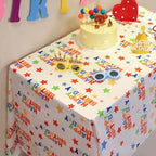 1pc / 6pcs Disposable Rectangle Birthday Tablecloth, 137x274cm Multicolor Happy Birthday Star Plastic Thickened Table Covers