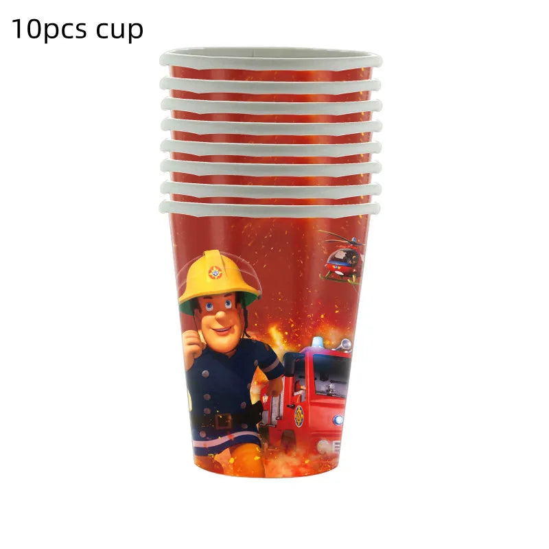 108*180cm Fireman Sam Party Supplies Disposable Tablecloth Firefighter Plastic Table Cover Fire Truck Birthday Decoration