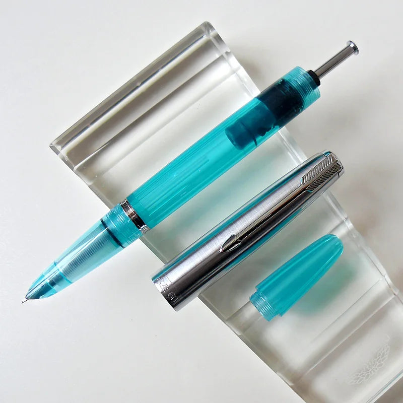 NEW Wingsung 601 Press Piston Fountain Pen Iridium EF/F Nib Steel Cap Vacumatic Resin Ink Pen School Stationery Office Supplies