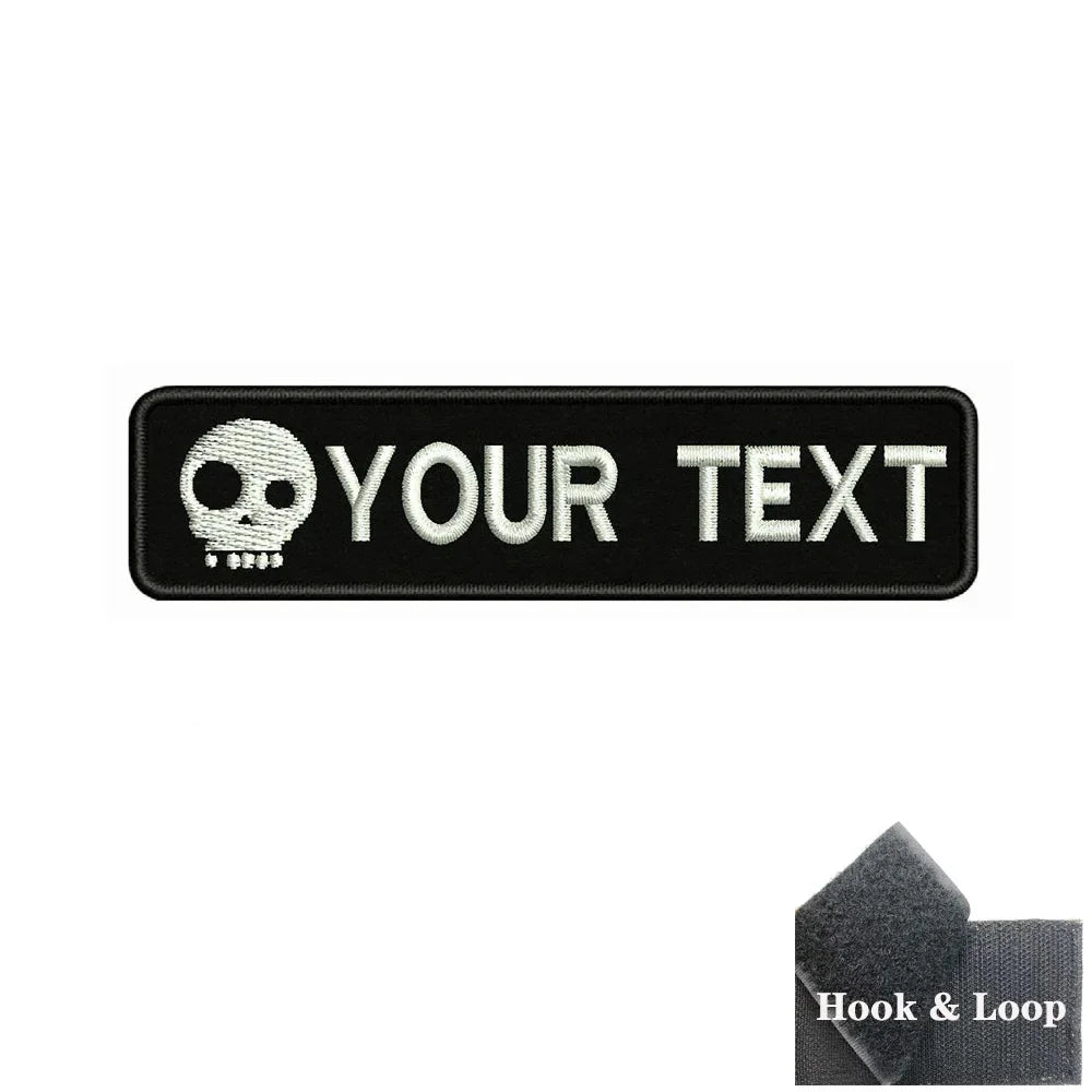 1PC 10cmX2.5cm Custom Name number Patch Stripes Badge Hook Loop dog paw dog footprints skull Punisher Telephone