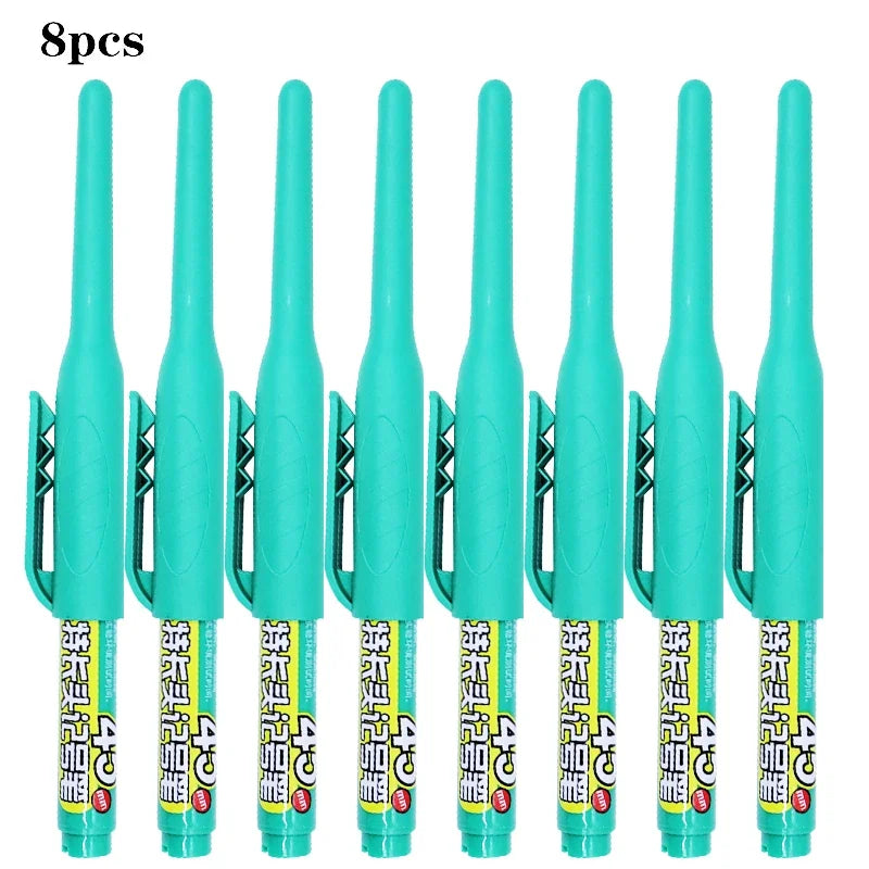 8Pcs 45mm Waterproof Long Head Nib Deep Hole Markers Pen Tile Carpenter Pen Multi-purpose for Woodworking Black/Blue/Red Ink