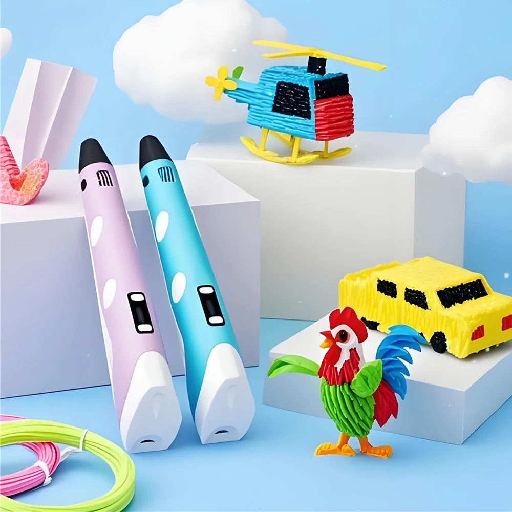 3D Pen With LCD Screen Compatible PLA Filament Toys 3D Drawing Printing Pen for Children DIY Christmas Birthday Gift