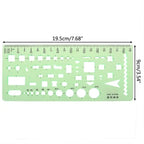 17 Styles Rulers Green Plastic Circles Geometric Template Ruler Stencil Measuring Tool Stationery Students Drawing Curve Ruler