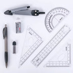 DELI Professional Drafting Tools Set 8PCS Drawing Kit with Compass Ruler Protractor Geometry Set for Students