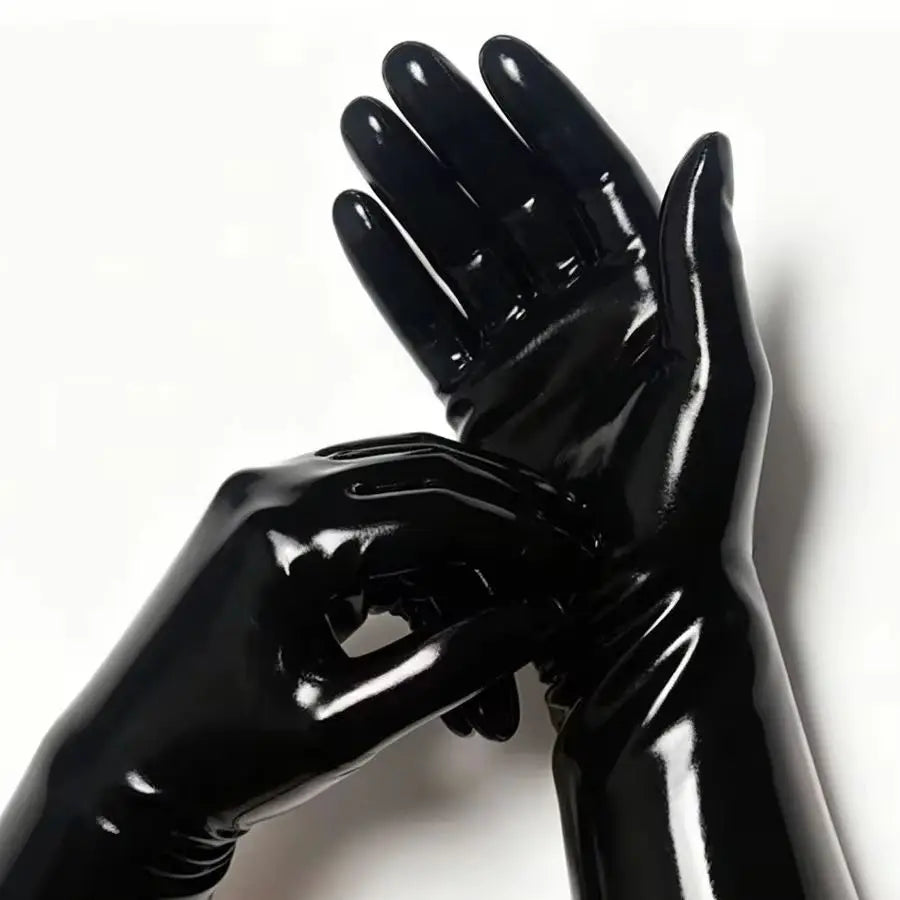 Transparent black Latex Gloves Women's Full Finger Rubber Gloves Wear