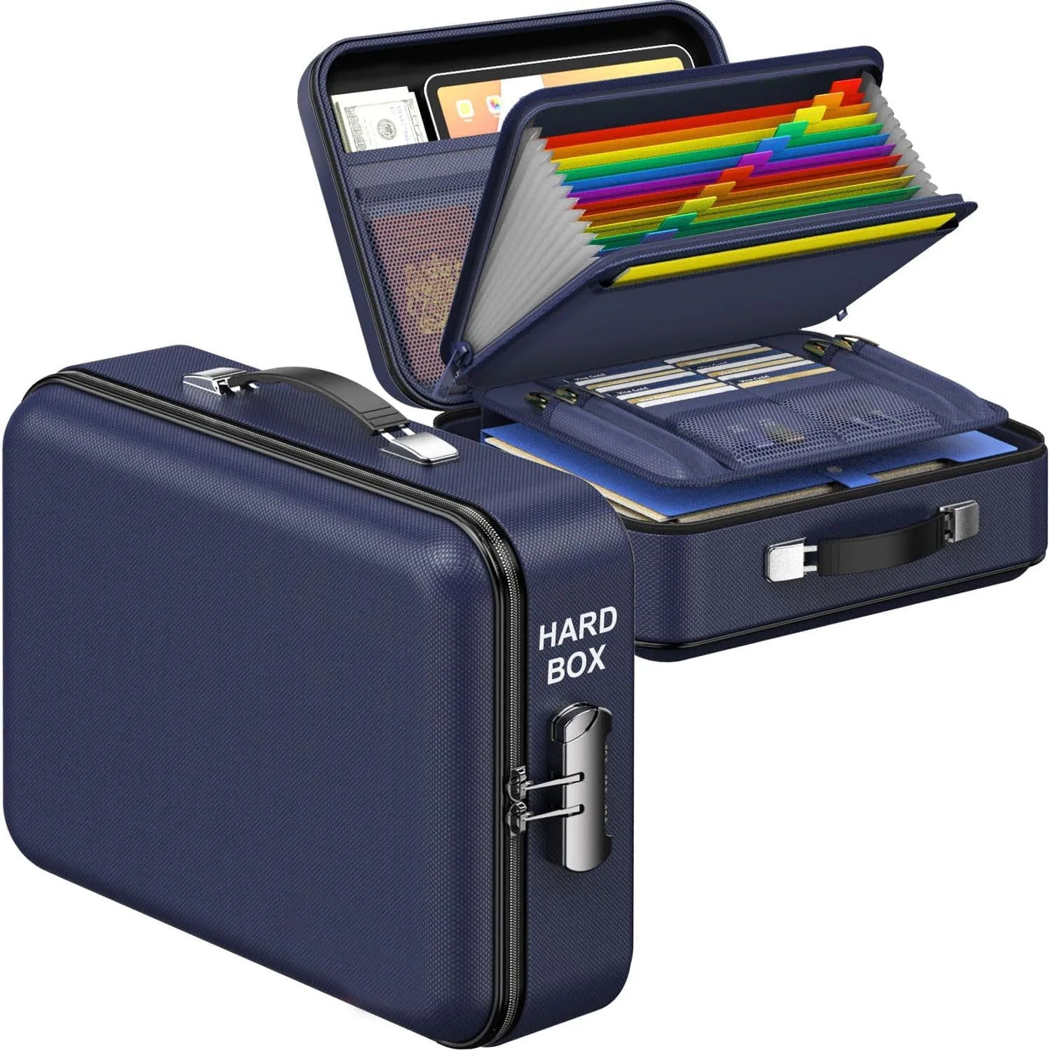 Hard Shell Fireproof Document Box with Lock Portable A4 Document Bag 5200°F Document Box Waterproof for Important Documents