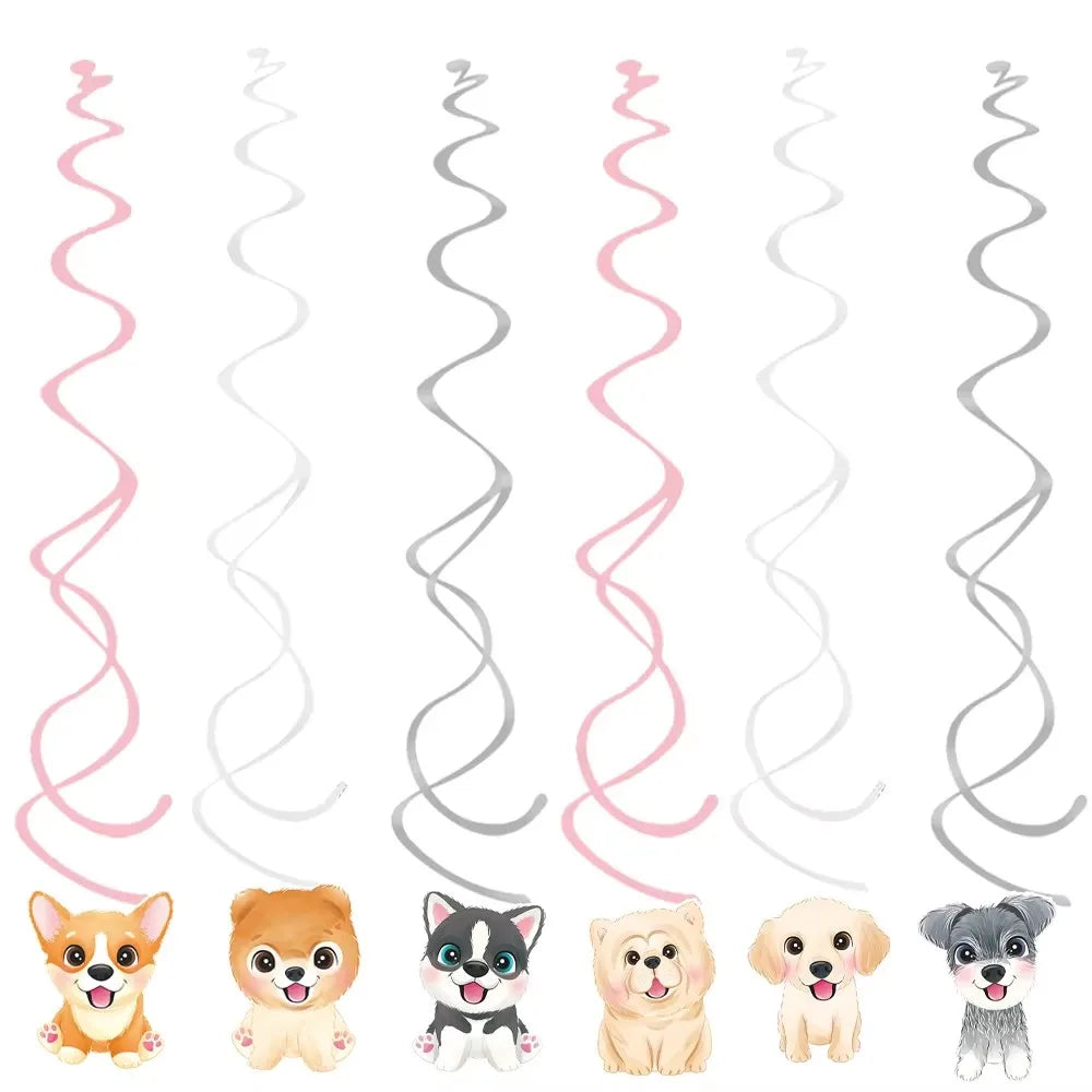 Pink Dog Paw Birthday Party Decor Disposable Tableware Gift Bag Backdrop Cake Topper Banner Plate for Kid Girl Party Supplie Set