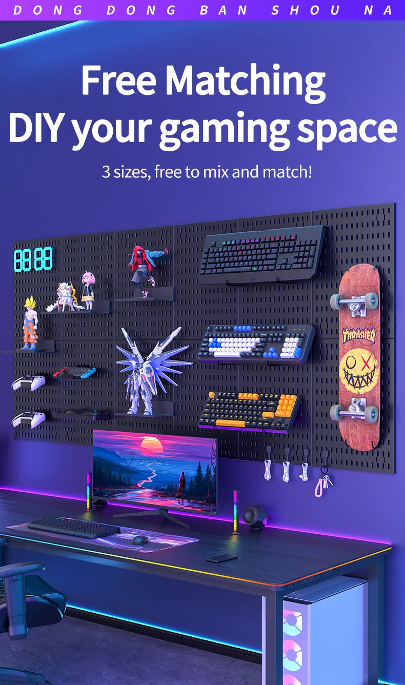 Gaming Gear Pegboard: Wall-Mounted, No-Punch, Study/Gaming Room – Figure Storage & Decor. Abundant Parts, Free Mix
