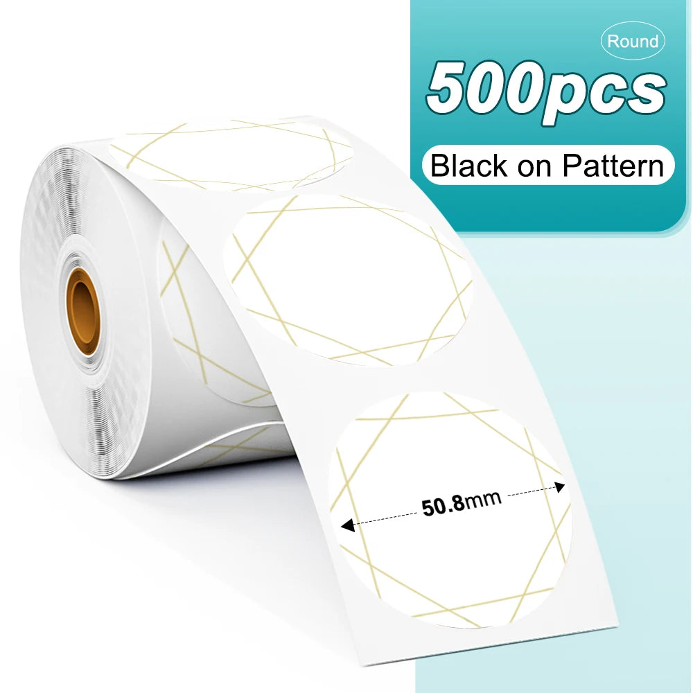 Phomemo PM241 Shipping Printer Label Sticker Round Paper Square Label Rainbow Color for DIY Logo Design Small Business Adress