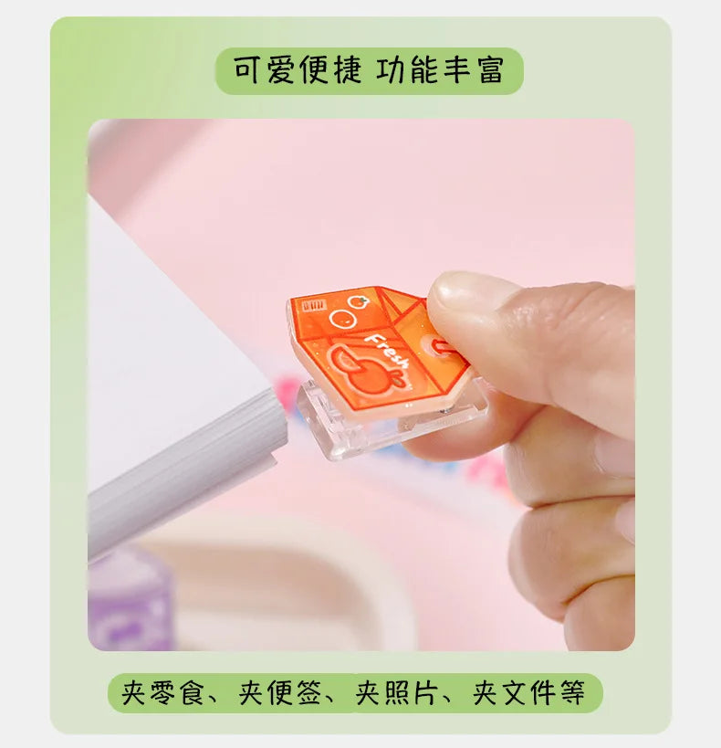 5pcs/lot Cartoon Beverage Bottle Clips Cute Acrylic Decorative Clips, Student Stationery Gifts, Test Paper Clips Ins Small Clips