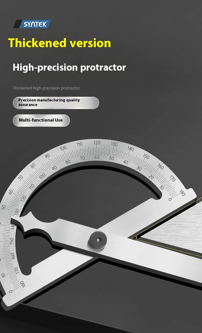 High Quality Stainless Steel Angle Finder Ruler High Precision 0-180 Degree Thickened Protractor for Woodworking Construction