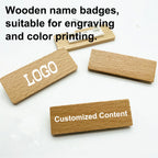 6*2/6.5*2.5 Custom Wooden Name Tag Badges  Personalized Engraved Identification with Pin or Magnetic Backing Plates for Business