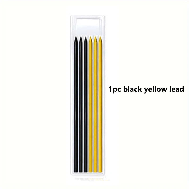 5 Colors 2.8mm Solid Woodworking Mechanical Pencil with Pen Cover 2B Black Yellow Red Lead Long Headed Carpenter Marking Pencil