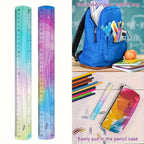 Flexible Colorful Ruler Tape Measure Bendable Soft Plastic Shatterproof Straight Edge Ruler For Classroom School Office Supplier