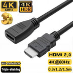 4K HDMI Extenion Cable Long HDMI 2.0 Male to Female Cord 60Hz 4K HDMI Extender Lead HDMI Male to Female Extension Kable Cord HDR