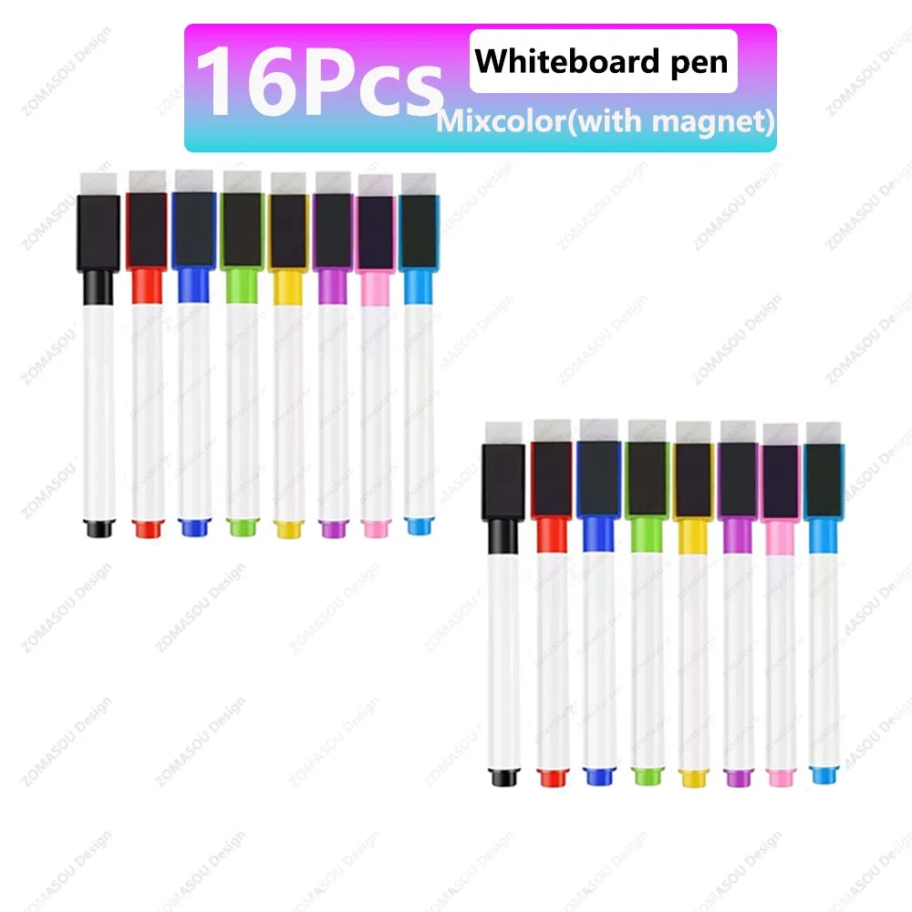 1-48Pcs Magnetic Erasable Whiteboard Pen Color Options Numbering Stationery Office Teaching Supplies for Blackboard Student Note
