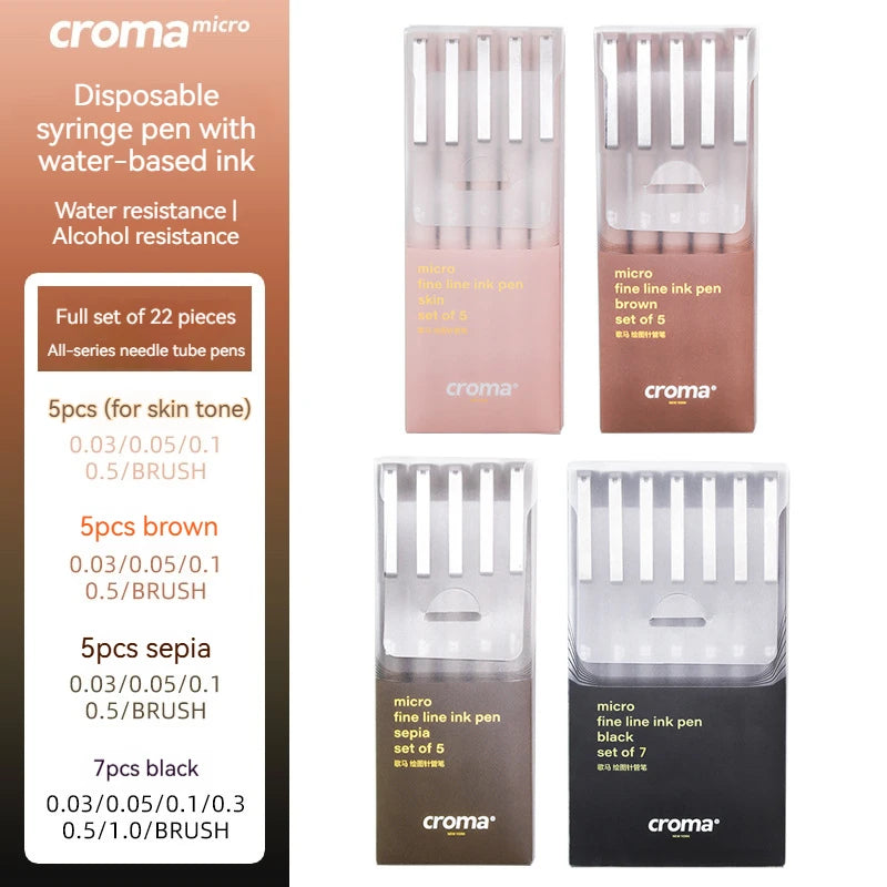 Pigment Liner Pigma Pen 0.1mm/0.03mm/0.05mm/0.5mm/1mm Different Tip Black Fineliner for Sketching Drawing Micron Ink Marker Pen