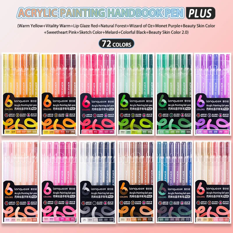 Languo 6/24/36/54/72/90 colors Acrylic Painting Handbook Pens Multi-Color Gel Pen Student Neutral Pen Writing Marker Stationery
