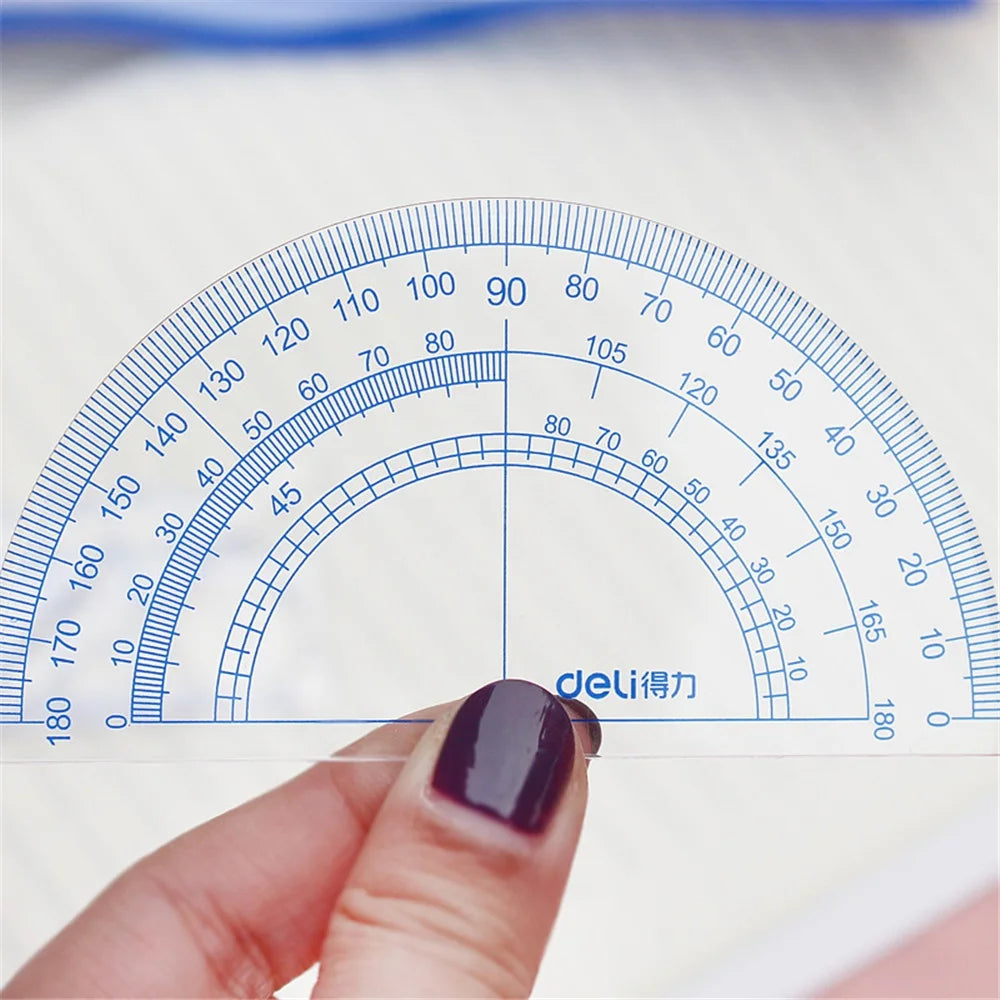 4-Piece Essential Geometry Set-Accurate Protractor, Straightedge Ruler, Triangle Ruler, and Perfect for Students and Architects