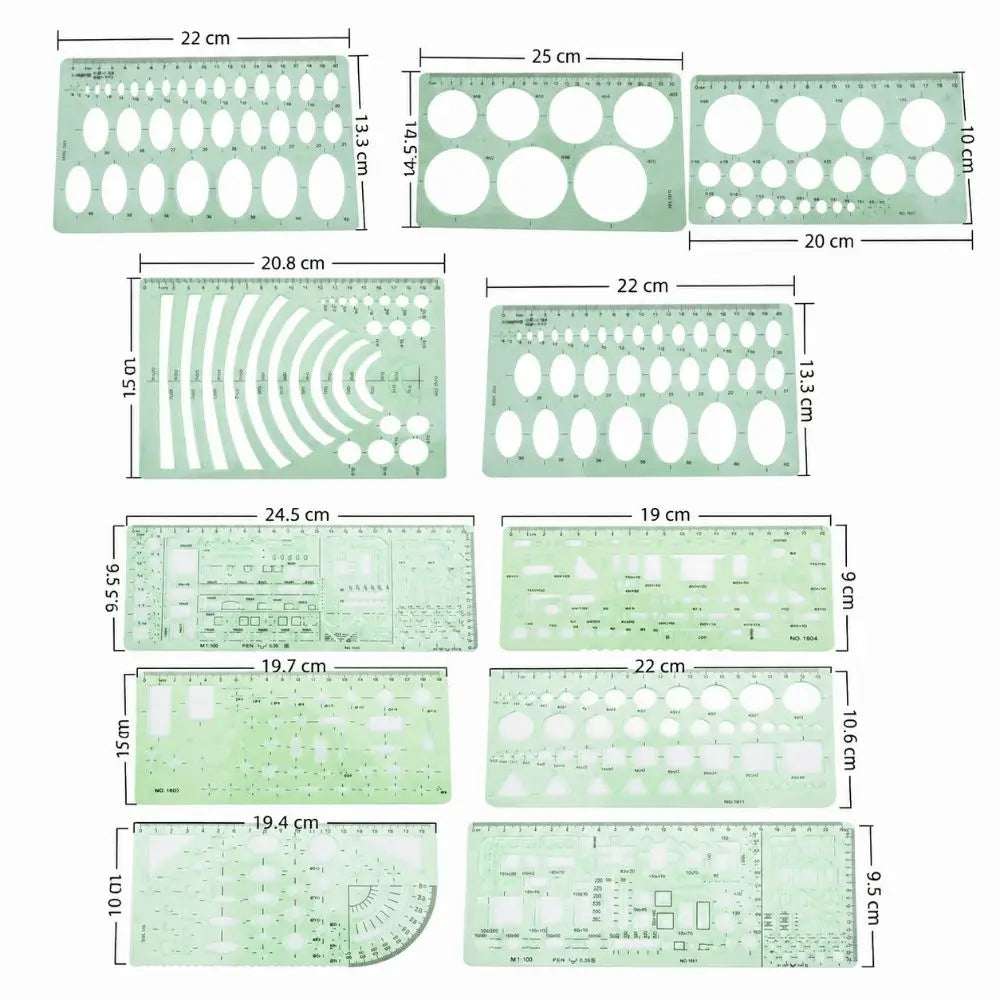 6 Sets Architecture Draft Template Rulers Various Patterns Smooth Drawing Template Multi-function Precision Hollow Ruler Kit