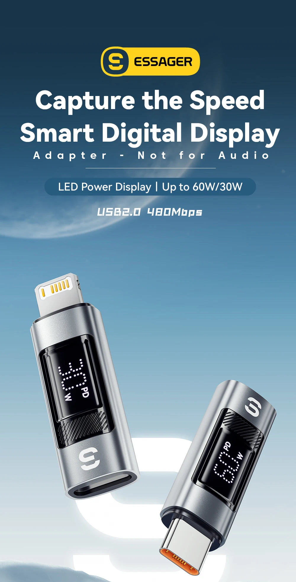 Essager Type C to Lighting OTG Adapter Digital Display Fast Charging Type-C Female To Lightning Male Connector For iPhone 15 14