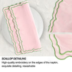 4PCS Cotton Napkins With Wavy Edge Embroidery Suitable for Dinner Wedding Hotel Christmas