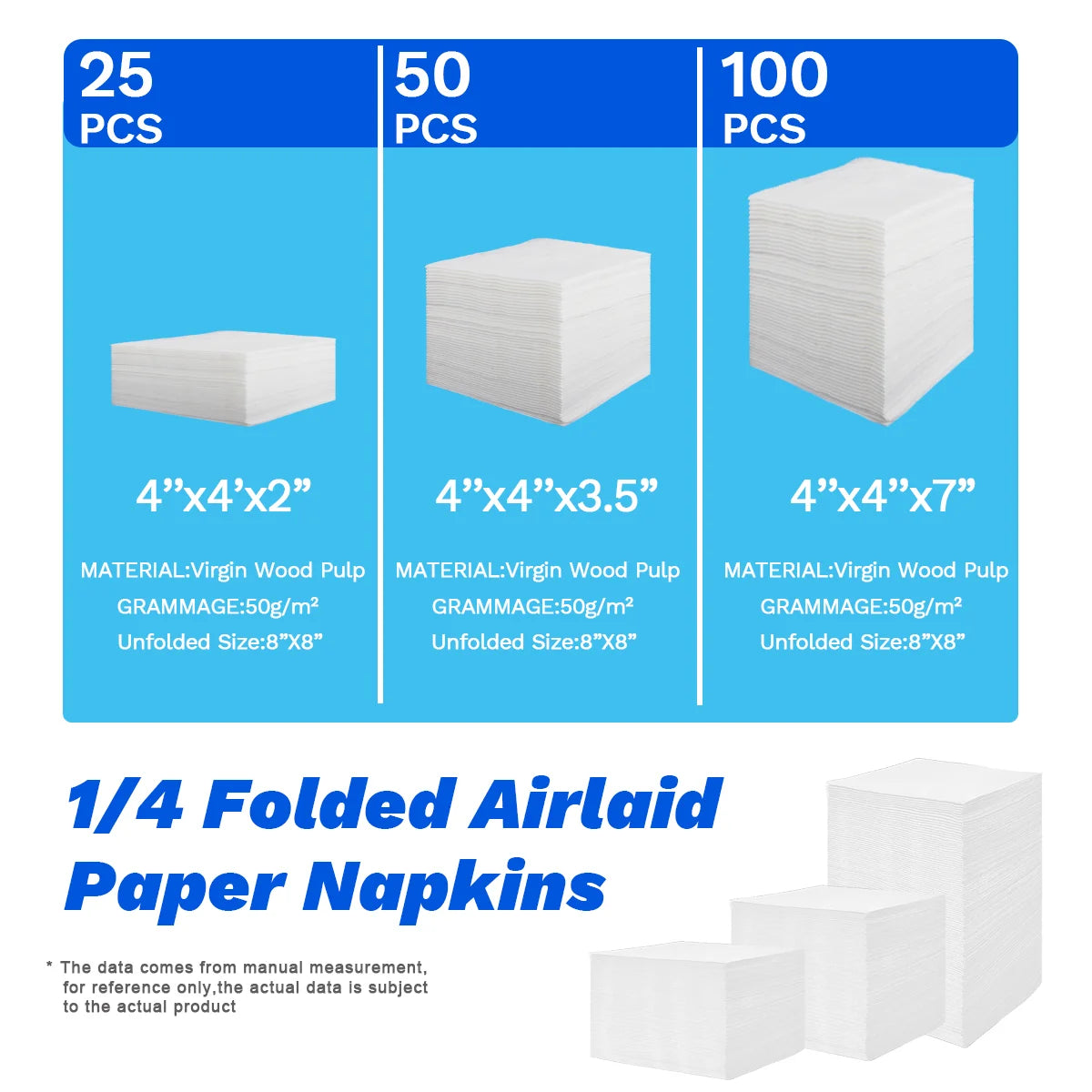 JINYUDOME 25/50/100PCS Linen Feel Cocktail Napkins,Disposable Paper 7.87x7.87in,Folded Square For Wedding,Party,Events,Cafe,Bar