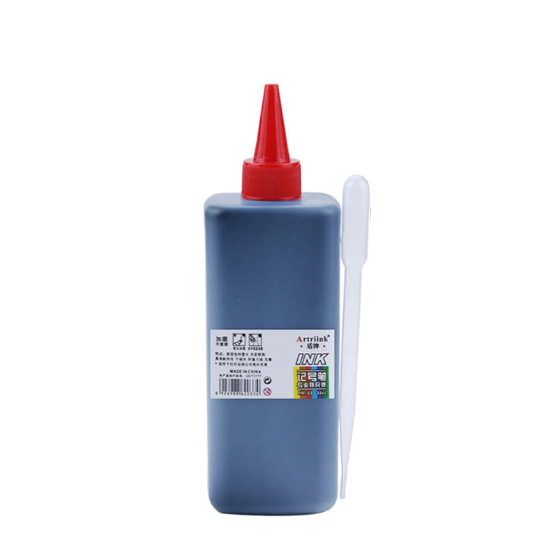 500ML Graffiti ink Permanent Marker Refill Ink - Oil-Based Waterproof for Black/Red/Blue Markers (Bulk Bottle, Non-Erasable)