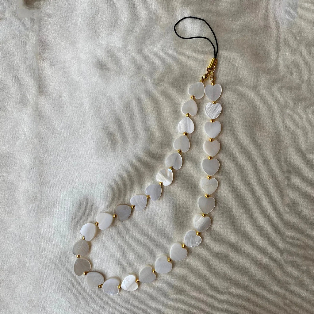 Simple Love Shell Beaded Keychain Mobile Phone Chain Pendant Fashion Mobile XYu Phone Case Accessories Female Jewelry Gifts