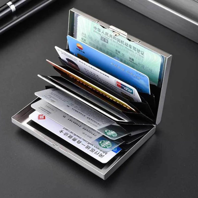Stainless Steel RFID Anti-Theft Card Holder, Ultra Thin Anti-Demagnetization Metal Wallet, Portable Credit Purse for Men Women