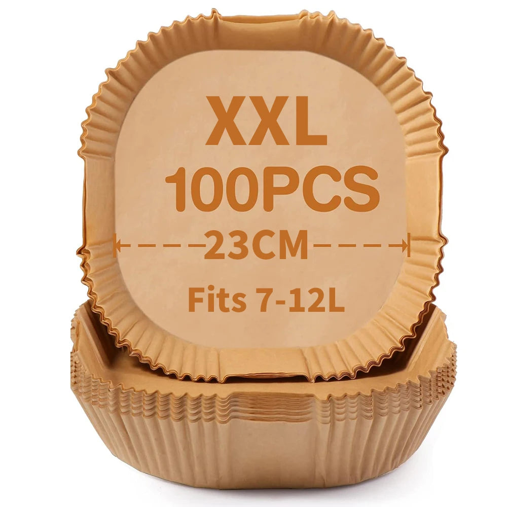 XXL 23CM Air Fryer Paper Square Parchment Paper Disposable Paper Liner Oil-proof Paper for 7-12 L AirFryer Oven Microwave Pan