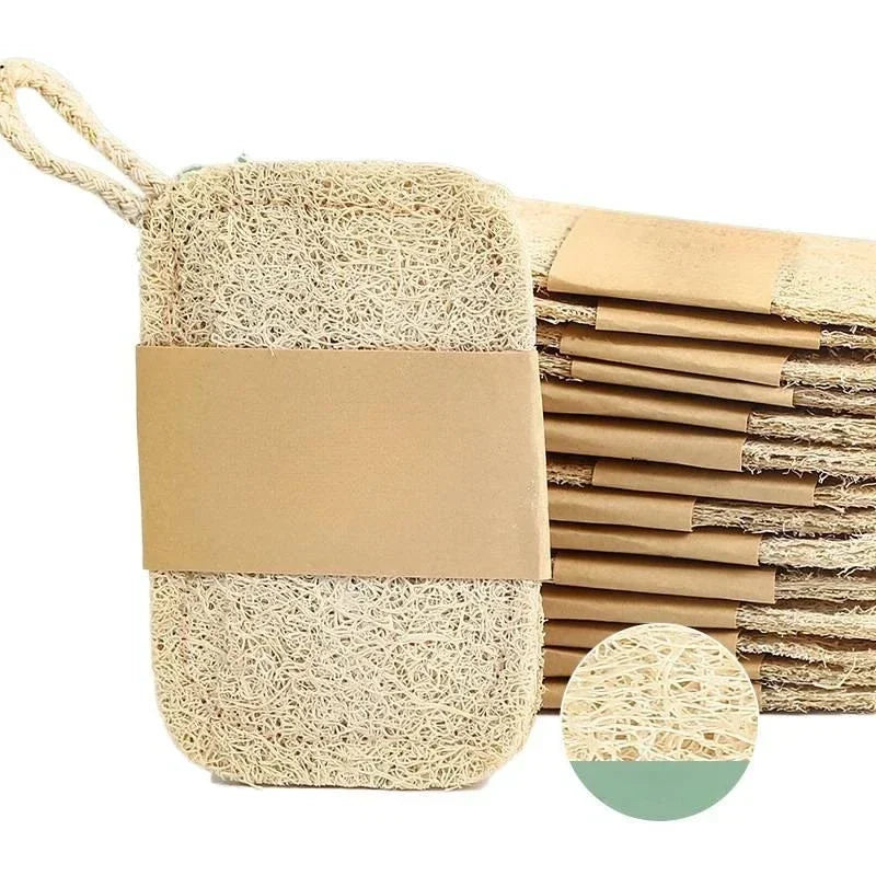 6pcs Natural Loofah Exfoliating Sponges - Gentle Body Scrubber for Shower & Bath, Bamboo Fiber Cleaning Pads 2042