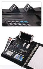 A4 Portable File Folder with Calculator Binder Organizer Manager Office Document Pad Briefcase PU Leather Padfolio Bag Customize