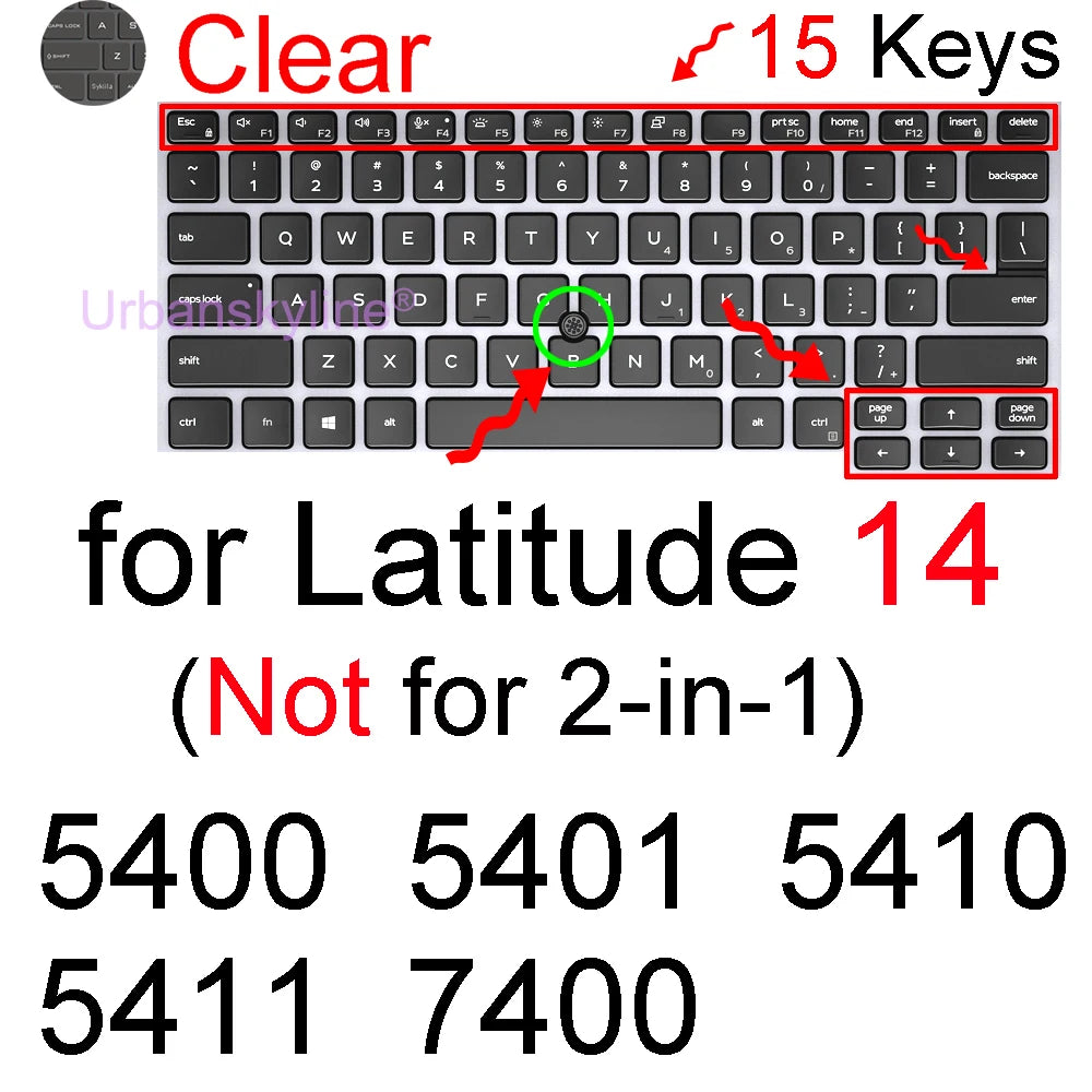 Keyboard Cover for Dell Latitude 14 7440 7450 7400 7404 7410 7414 7420 7424 7430 7480 7490 2 in 1 Silicone Protector Skin Case