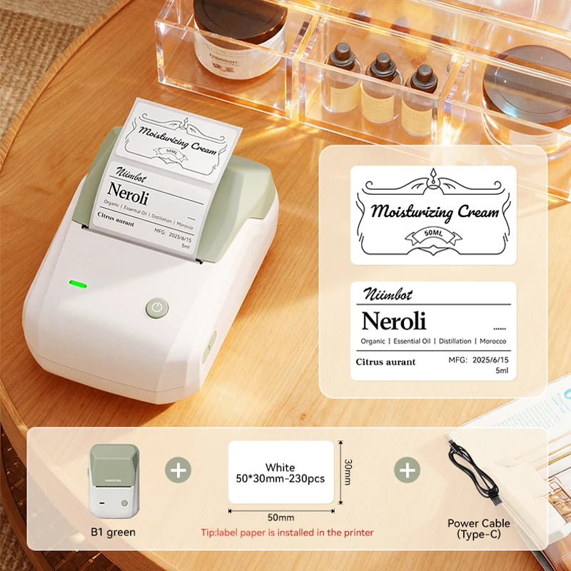 NiiMbot B21 Mini Thermal Printer Wireless Barcode Label Maker Bluetooth Portable Adhesive Label Printers for Office Commercial