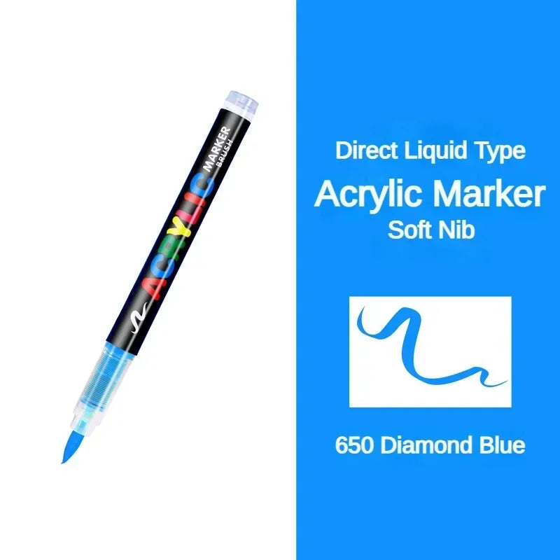 GUANGNA 16 Colors Direct-liquid Acrylic Paint Pens Brush Marker Pen for Rock Painting Stone Ceramic DIY Art Supplies Stationery