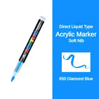 GUANGNA 16 Colors Direct-liquid Acrylic Paint Pens Brush Marker Pen for Rock Painting Stone Ceramic DIY Art Supplies Stationery