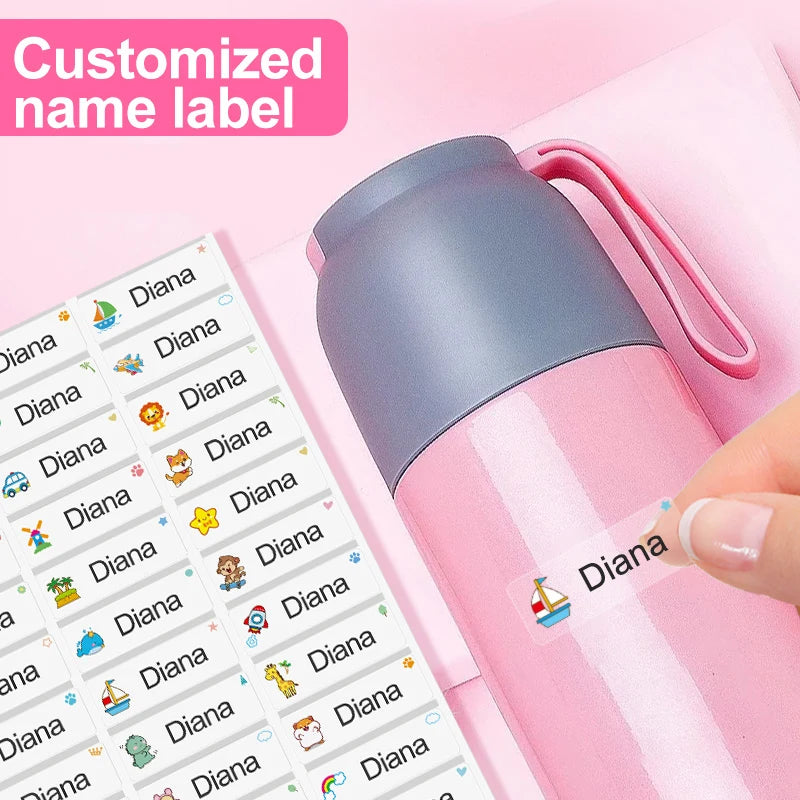 ‌Personalized Waterproof Name Stickers for School - Custom Tags for Kids, Lunch Boxes & Water Bottles,Multilingual Labels‌