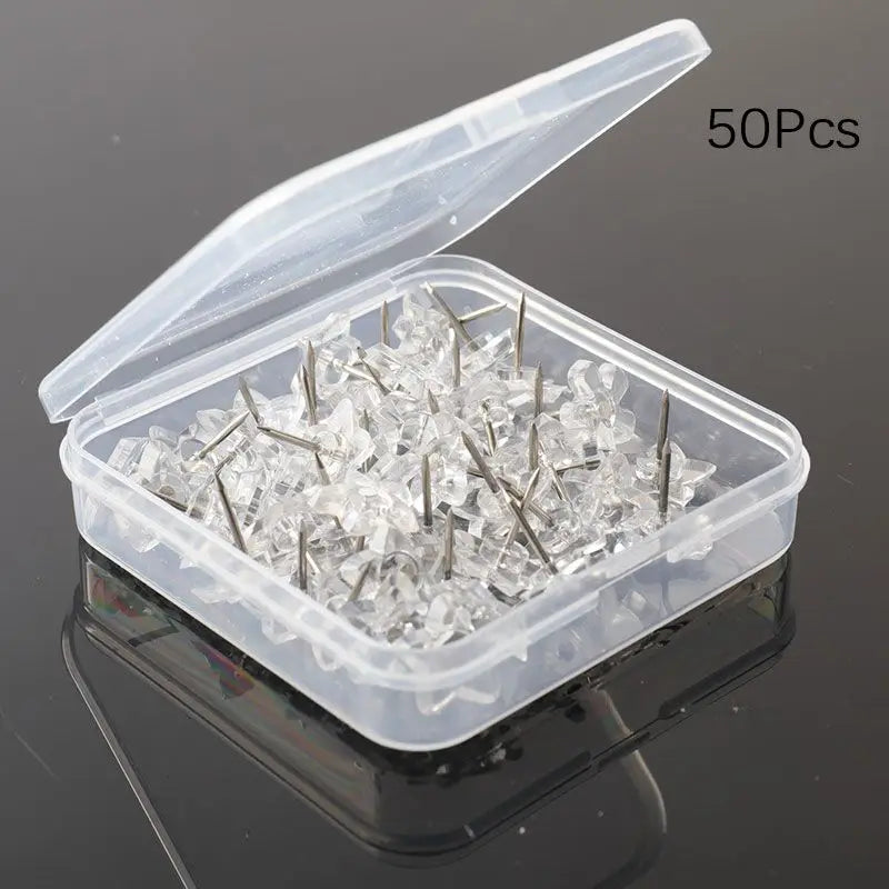 50/100Pcs Plastic Transparent Pentagram Tacks Push Pins Assorted Making Thumb Tacks Cork Board Office School Stationery Supplies