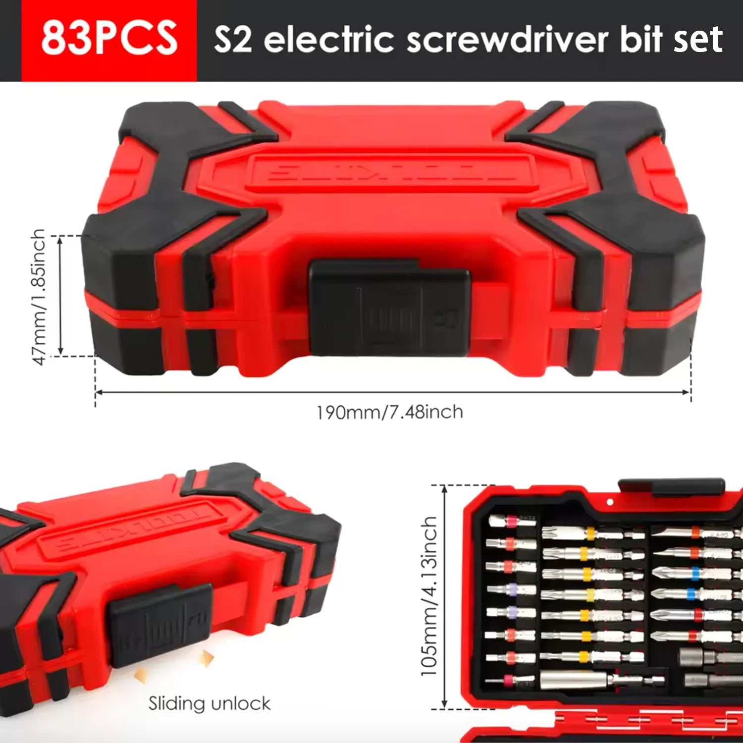 83Pcs Screwdriver Bit Set Impact Driver Drill Bit Set with Magnetic Nut Driver S2 Steel Cross Slot, Slotted,Square,Star,Hex,Torx