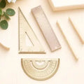 1Set Brass Drawing Measurement Ruler Set Geometry Triangle Straightedge Protractor for Students Teachers Artists Accurate Scale