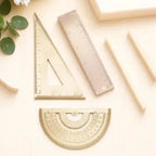 1Set Brass Drawing Measurement Ruler Set Geometry Triangle Straightedge Protractor for Students Teachers Artists Accurate Scale