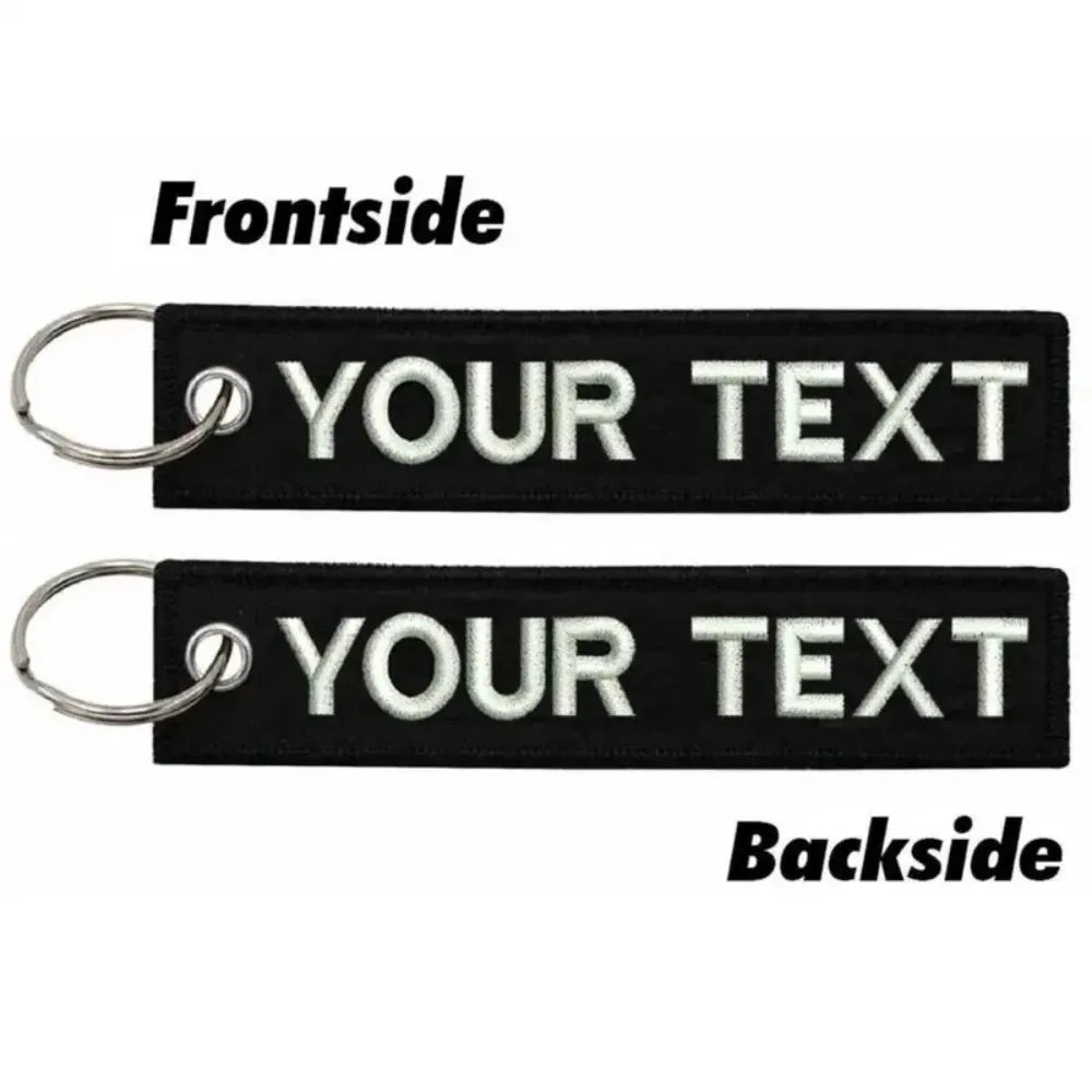 Custom Your Own Text Tag Keychains for Motorcycles Cars Scooters Key Decoration Personalized Double-sided Embroidery Keychain