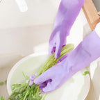 Water Resistant Dish Washing Gloves 1 Pair Durable Latex Rubber Gloves Reusable for Kitchen Cleaning Laundry Gardening Use