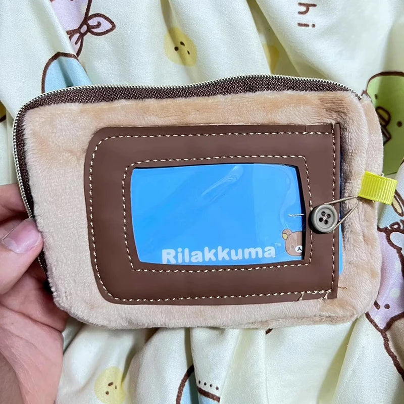 2025 New Kawaii Rilakkuma Peripheral Transparent Wallet Anime Themed Card Case And Key Case Storage Organizer Girl Birthday Gift