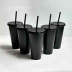 5pcs 24oz PP Colorful Straw Cup Large Capacity Milk Tea Cup for Iced Coffee Cold Drinks Travel Office Party