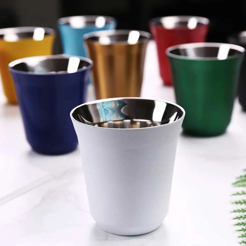 160ML 304 Espresso Mugs Stainless Steel Coffee Milk Water Drink Breakfast Cups Insulated Double Wall Safe Texture