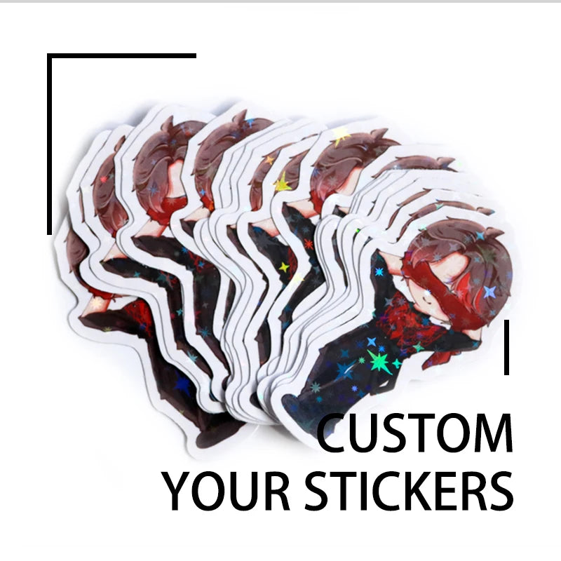 Custom Waterproof Stickers PVC Vinyl Logo Cartoon Design Brand Decorate Laptop Cut Personalized Sticker Glossy Film for Business