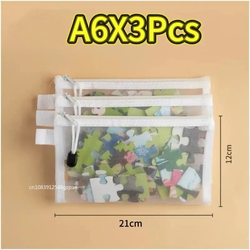 1/3/6PCS Storage Bag Mesh ZipperToy Building Block Puzzle Sub-package Children Particle Zipper Transparent Finishing Storage