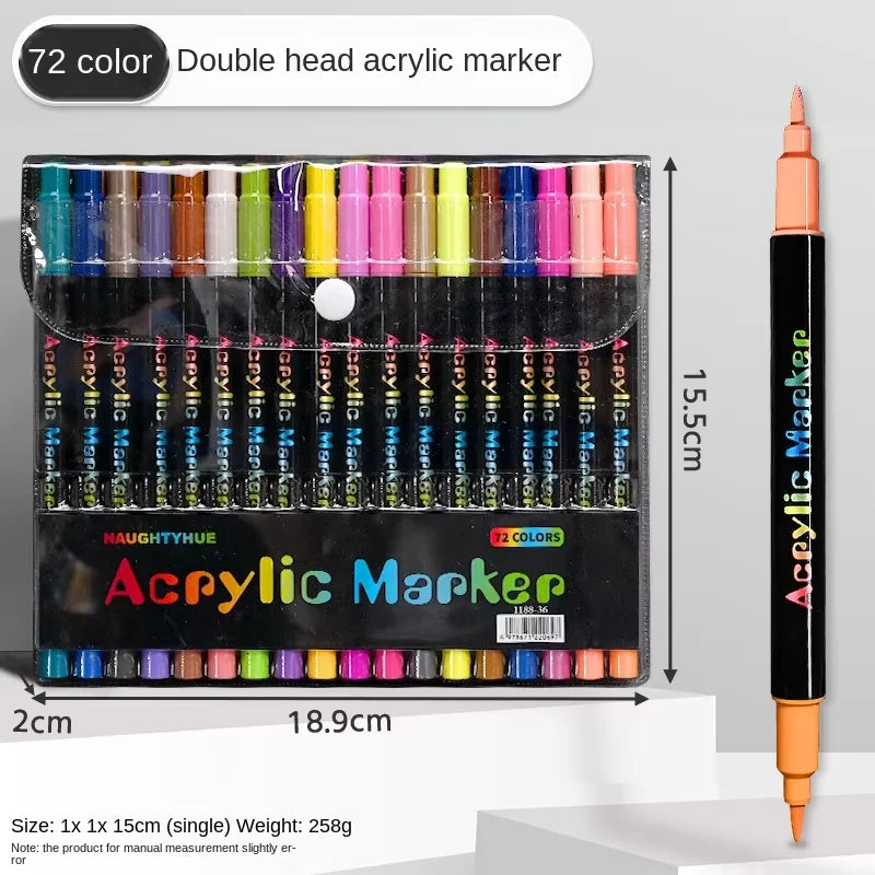 Professional Art Use 24-120Colors Acrylic Paint Markers, Dual-Tip Fine and Brush Tip Pens, Suitable for Stone, Wood, Calligraphy